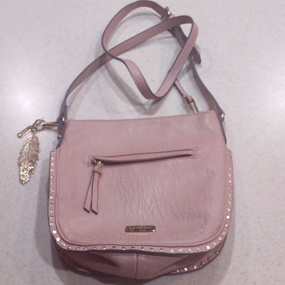 Jessica Simpson Misha Pink Studded Crossbody Bag EUC